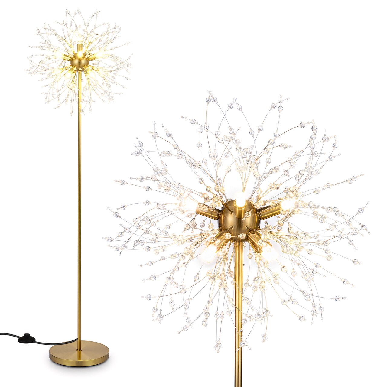 63-Inch Decorative Floor Lamp with Sparkling Acrylic Crystals